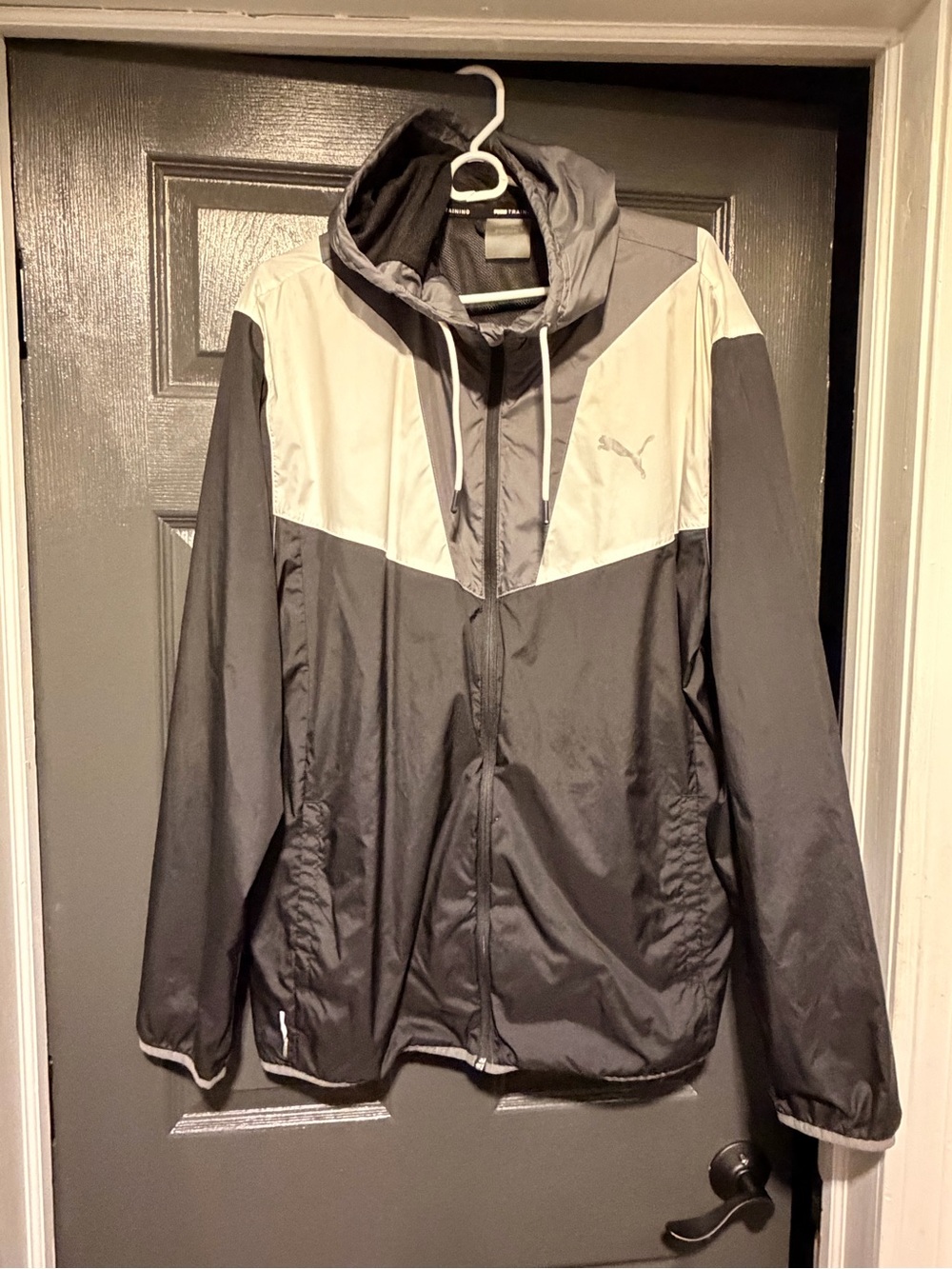Puma Men’s Hooded Windbreaker Jacket - Gray & Light Gray